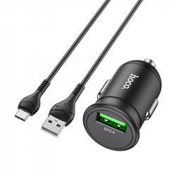 Адаптер автомобільний Hoco Type-C Cable Mighty single port Car charger Z43 |1USB, 3A, QC, 18W|