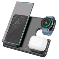 Зарядка Qi Hoco Flash folding 3-in-1 wireless fast charger CQ2 (Sam Watch / phone / earphone, 15wqi, 27w Type-C)