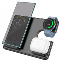 Зарядка Qi Hoco Flash folding 3-in-1 wireless fast charger CQ2 (Sam Watch / phone / earphone, 15wqi, 27w Type-C)