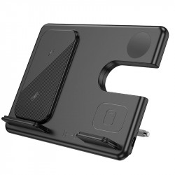 Зарядка Qi Hoco Flash folding 3-in-1 wireless fast charger CQ2 (Sam Watch / phone / earphone, 15wqi, 27w Type-C)