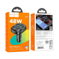 Адаптер автомобільний HOCO Pole BT FM transmitter E76 |2USB/1Type-C, 45W/3A, PD/QC|