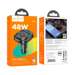 Адаптер автомобільний HOCO Pole BT FM transmitter E76 |2USB/1Type-C, 45W/3A, PD/QC|