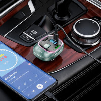 Адаптер автомобільний HOCO Pole BT FM transmitter E76 |2USB/1Type-C, 45W/3A, PD/QC|