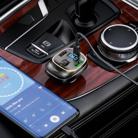 Адаптер автомобільний HOCO Pole BT FM transmitter E76 |2USB/1Type-C, 45W/3A, PD/QC|