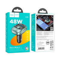 Адаптер автомобільний HOCO Pole BT FM transmitter E76 |2USB/1Type-C, 45W/3A, PD/QC|