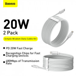 Кабель Baseus Type-C to Lightning Simple wisdom Data Cable Kit |1.2m, 20W, PD| (2PCS-Set)