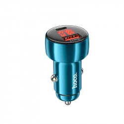 Адаптер автомобільний Hoco Leader dual-port Car charger with digital display Z50 |1USB/1Type-C, 48W/3A, PD/QC|