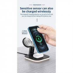 Зарядка Qi 3in1 LED Magnetic wireless charger JYD-WC101 |15W Max|