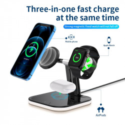 Зарядка Qi 3in1 LED Magnetic wireless charger JYD-WC101 |15W Max|