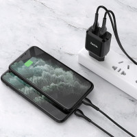 Адаптер мережевий Hoco Lightning cable Speedy dual Port charger set N7 |2USB, 2.1A| (Safety Certified)