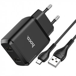 Адаптер мережевий Hoco Micro USB Cable Speedy dual Port charger set N7 |2USB, 2.1A| (Safety Certified)