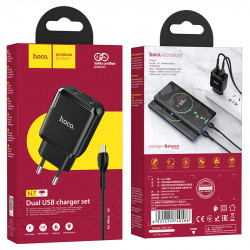 Адаптер мережевий Hoco Micro USB Cable Speedy dual Port charger set N7 |2USB, 2.1A| (Safety Certified)