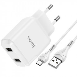 Адаптер мережевий Hoco Micro USB Cable Speedy dual Port charger set N7 |2USB, 2.1A| (Safety Certified)