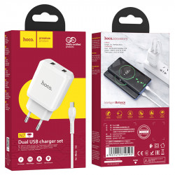 Адаптер мережевий Hoco Micro USB Cable Speedy dual Port charger set N7 |2USB, 2.1A| (Safety Certified)