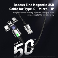 Кабель Liightning BASEUS Магнітний Zinc |2.4A, 1M|