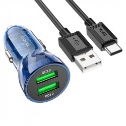 Адаптер автомобільний Hoco Type-C cable Transparent Discovery Edition dual port Z47 |2USB, QC, 3A|