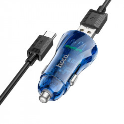 Адаптер автомобільний Hoco Type-C cable Transparent Discovery Edition dual port Z47 |2USB, QC, 3A|