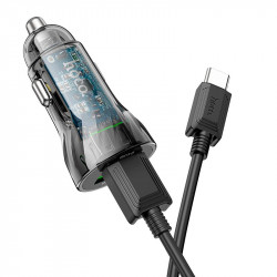Адаптер автомобільний Hoco Type-C cable Transparent Discovery Edition dual port Z47 |2USB, QC, 3A|