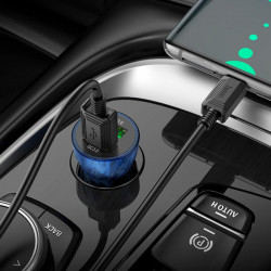 Адаптер автомобільний Hoco Type-C cable Transparent Discovery Edition dual port Z47 |2USB, QC, 3A|