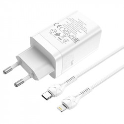 Адаптер мережевий Hoco Type-c to Lightning Cable Astral N23 |2Type-C, 45W/3A, PD/QC|