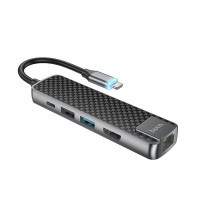 Hub адаптер Hoco Type-C Easy view HB23 | |4KHDMI, LAN, 1USB 3.0, 1USB2.0, Type-C PD, 60W/3A|
