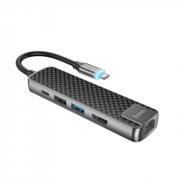 Hub адаптер Hoco Type-C Easy view HB23 | |4KHDMI, LAN, 1USB 3.0, 1USB2.0, Type-C PD, 60W/3A|