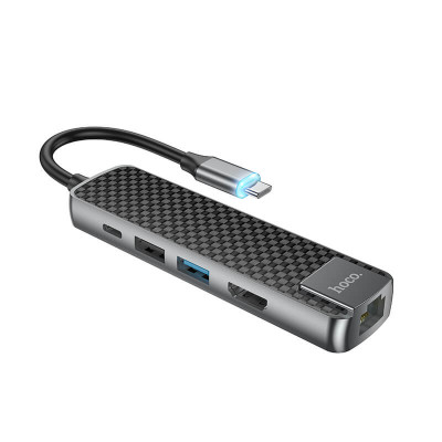 Hub адаптер Hoco Type-C Easy view HB23 | |4KHDMI, LAN, 1USB 3.0, 1USB2.0, Type-C PD, 60W/3A|