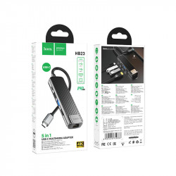 Hub адаптер Hoco Type-C Easy view HB23 | |4KHDMI, LAN, 1USB 3.0, 1USB2.0, Type-C PD, 60W/3A|