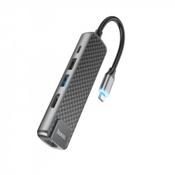 Hub адаптер Hoco Type-C Easy view HB23 | |4KHDMI, LAN, 1USB 3.0, 1USB2.0, Type-C PD, 60W/3A|