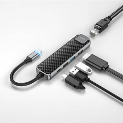 Hub адаптер Hoco Type-C Easy view HB23 | |4KHDMI, LAN, 1USB 3.0, 1USB2.0, Type-C PD, 60W/3A|