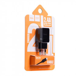 Адаптер мережевий Hoco Micro Cable C22A |1USB, 2.4А|