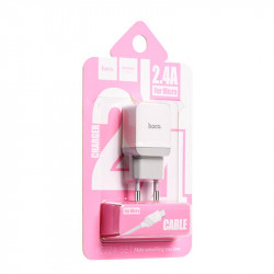 Адаптер мережевий Hoco Micro Cable C22A |1USB, 2.4А|