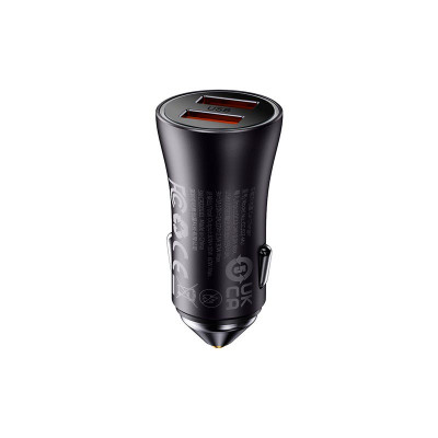 Адаптер автомобільний Baseus Golden Contactor Max Dual Fast Charger Car Charger |2USB, QC/PD, 60W/3A|