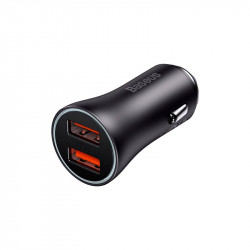 Адаптер автомобільний Baseus Golden Contactor Max Dual Fast Charger Car Charger |2USB, QC/PD, 60W/3A|