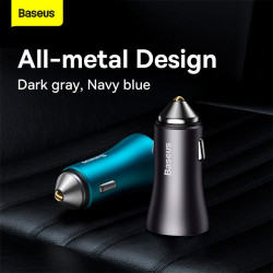 Адаптер автомобільний Baseus Golden Contactor Max Dual Fast Charger Car Charger |2USB, QC/PD, 60W/3A|