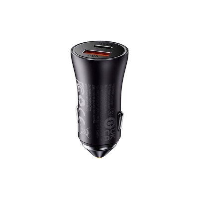Адаптер автомобільний Baseus Golden Contactor Max Dual Fast Charger Car Charger |1USB/1Type-C, QC/PD, 60W/3A|