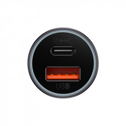 Адаптер автомобільний Baseus Golden Contactor Max Dual Fast Charger Car Charger |1USB/1Type-C, QC/PD, 60W/3A|