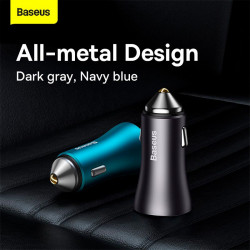 Адаптер автомобільний Baseus Golden Contactor Max Dual Fast Charger Car Charger |1USB/1Type-C, QC/PD, 60W/3A|
