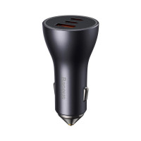 Адаптер автомобільний Baseus Golden Contactor Pro Triple Fast Charger Car Charger |1USB/2Type-c, PD/QC, 65W/3A|