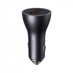 Адаптер автомобільний Baseus Golden Contactor Pro Triple Fast Charger Car Charger |1USB/2Type-c, PD/QC, 65W/3A|