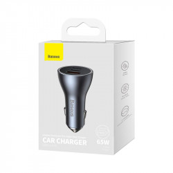 Адаптер автомобільний Baseus Golden Contactor Pro Triple Fast Charger Car Charger |1USB/2Type-c, PD/QC, 65W/3A|