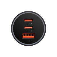 Адаптер автомобільний Baseus Golden Contactor Pro Triple Fast Charger Car Charger |1USB/2Type-c, PD/QC, 65W/3A|