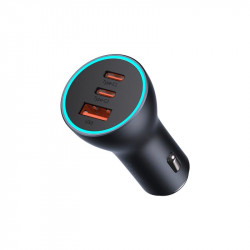 Адаптер автомобільний Baseus Golden Contactor Pro Triple Fast Charger Car Charger |1USB/2Type-c, PD/QC, 65W/3A|