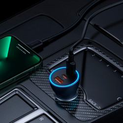 Адаптер автомобільний Baseus Golden Contactor Pro Triple Fast Charger Car Charger |1USB/2Type-c, PD/QC, 65W/3A|