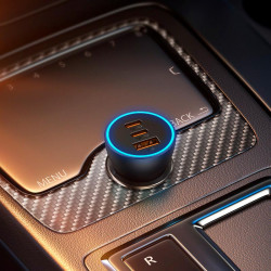 Адаптер автомобільний Baseus Golden Contactor Pro Triple Fast Charger Car Charger |1USB/2Type-c, PD/QC, 65W/3A|