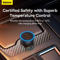 Адаптер автомобільний Baseus Golden Contactor Pro Triple Fast Charger Car Charger |1USB/2Type-c, PD/QC, 65W/3A|