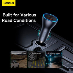 Адаптер автомобільний Baseus Golden Contactor Pro Triple Fast Charger Car Charger |1USB/2Type-c, PD/QC, 65W/3A|