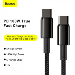 Кабель BASEUS Type-C to Type-C Tungsten Gold Fast Charging |1m, 100W, 5A| (CATWJ-01)