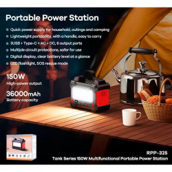 Портативна електростанція REMAX Tank Series 150W Power Station RPP-325 36000mAh |3USB/Type-C/DC/AC|