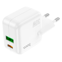 Адаптер мережевий Hoco Lucky dual-port charger C111A |1USB/1Type-C, 30W/3A, PD/QC|